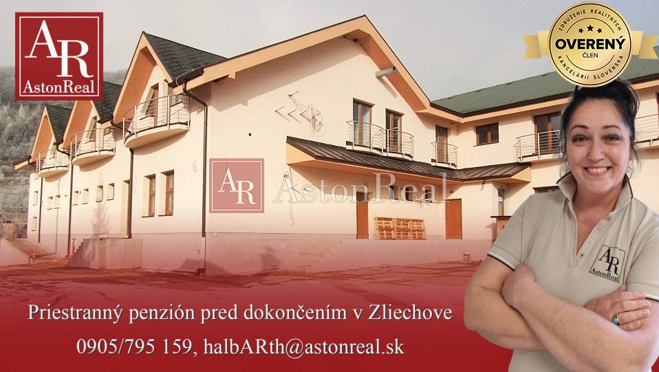 Penzión pred dokončením, 1250m2, 17 izieb, pozemok 1705m2, Zliechov
