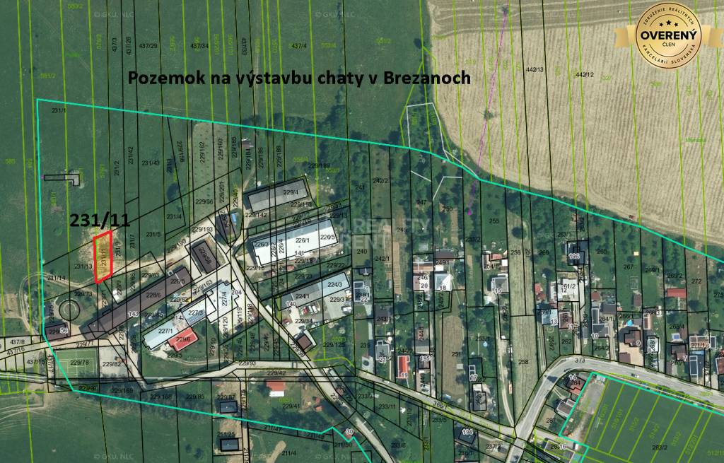 Na predaj pozemok 1288 m2 vhodný na výstavbu chaty v Brezanoch