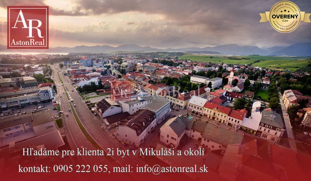 DOSTALI SME DOPYT! hľadáme 2i byt do 87.000,- €, Liptovský Mikuláš