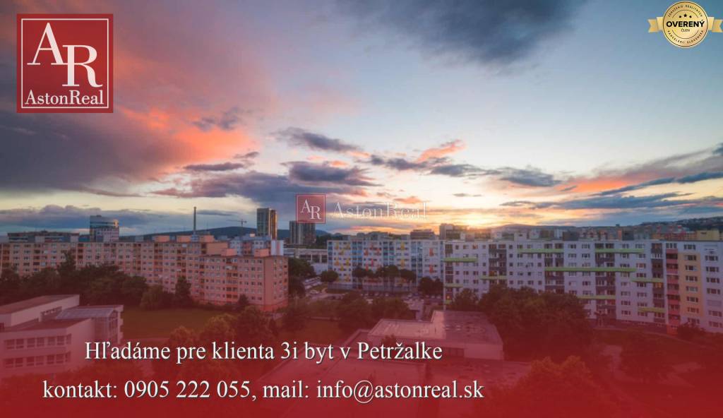 dostali sme DOPYT ! HĽADÁME 3i byt do 145.000€, Bratislava-PETRŽALKA