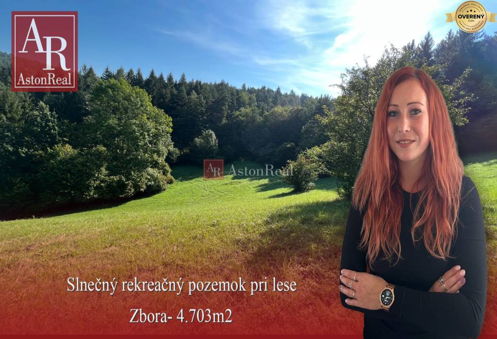 Slnečný rekreačný pozemok pod lesom- Zbora 4703m2