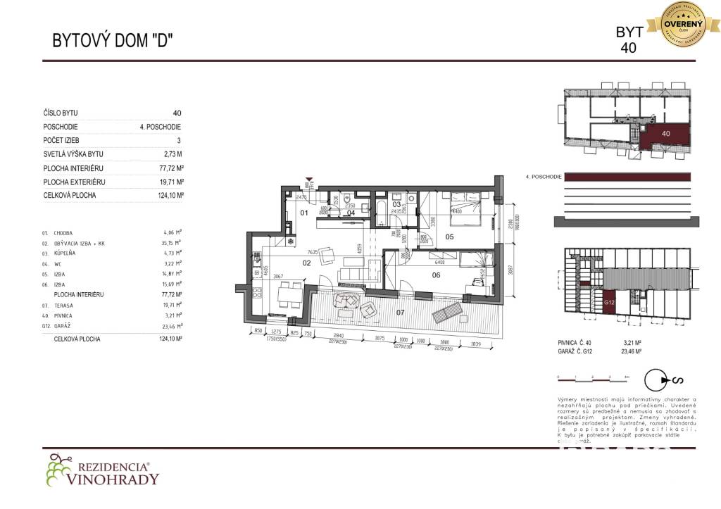 RADO | 3 izbový byt v novostavbe, Rezidencia Vinohrady Rulandská, TN