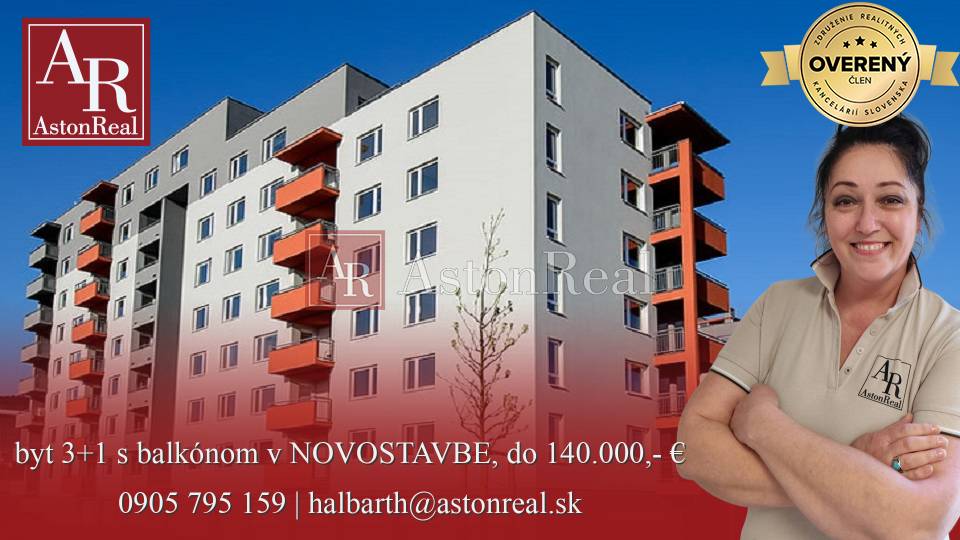 HĽADÁM: byt 3+1 s balkónom v NOVOSTAVBE, Trenčín, do 140.000,- €