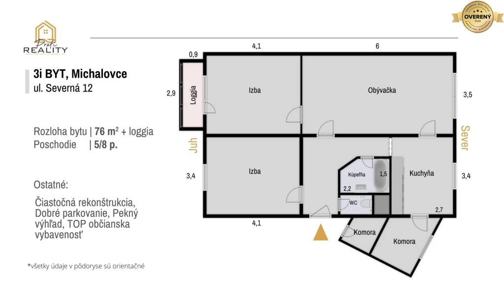 TOP BÝVANIE v Michalovciach, 3i byt, 76m² + loggia a klimatizácia