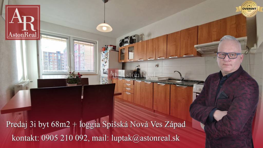 AstonReal: predaj 3 izbový byt 68m2 s loggiou Spišská Nová Ves - Západ