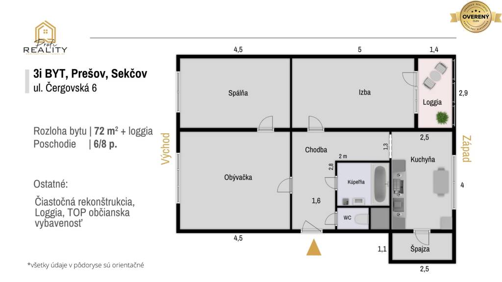 REZERVOVANÝ - Predaj 3i byt - 72m² + loggia, Čergovská Prešov