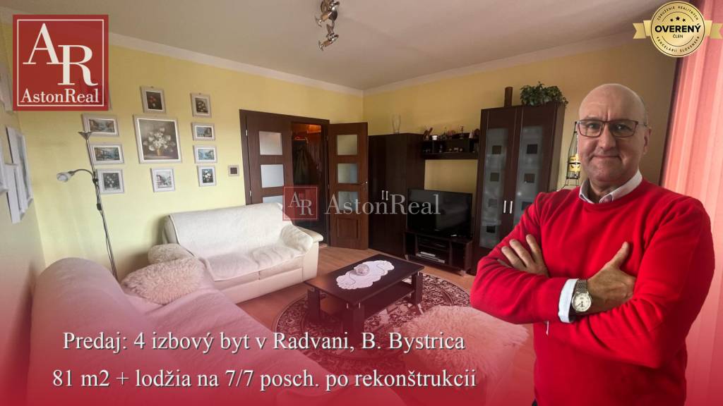 Predaj: 4 izb. byt v Radvani, B. Bystrica, 81 m2 + lodžia na 7/7 p.