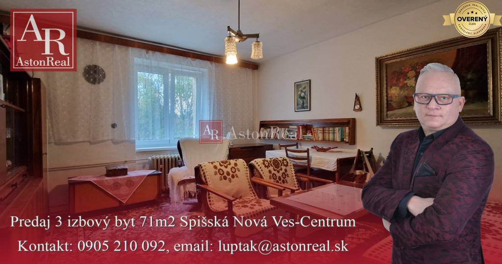 AstonReal: predaj 3 izbový byt 71m2 Spišská Nová Ves - Centrum