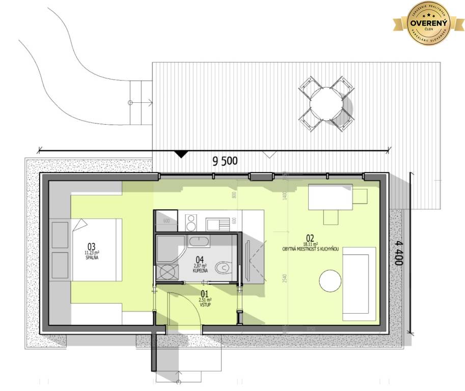 DREVODOM - NÍZKOENERGETICKÝ 2 izbový, 42 m2, okr. Zlaté Moravce