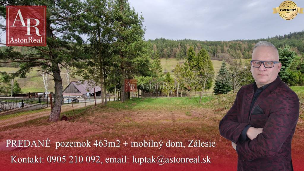 AstonReal: REZERVOVANÉ pozemok o výmere 463m2 + mobilný dom, Zálesie