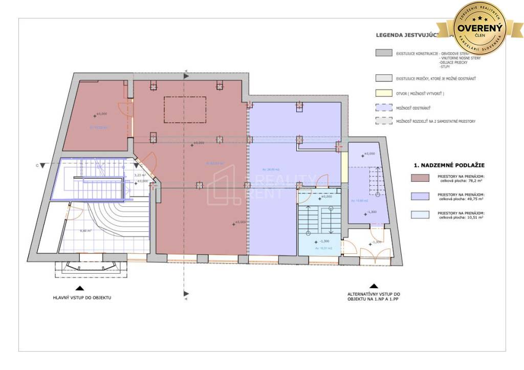 Na prenájom obch. priestory 129 m2 a 279 m2 v centre Žiliny 