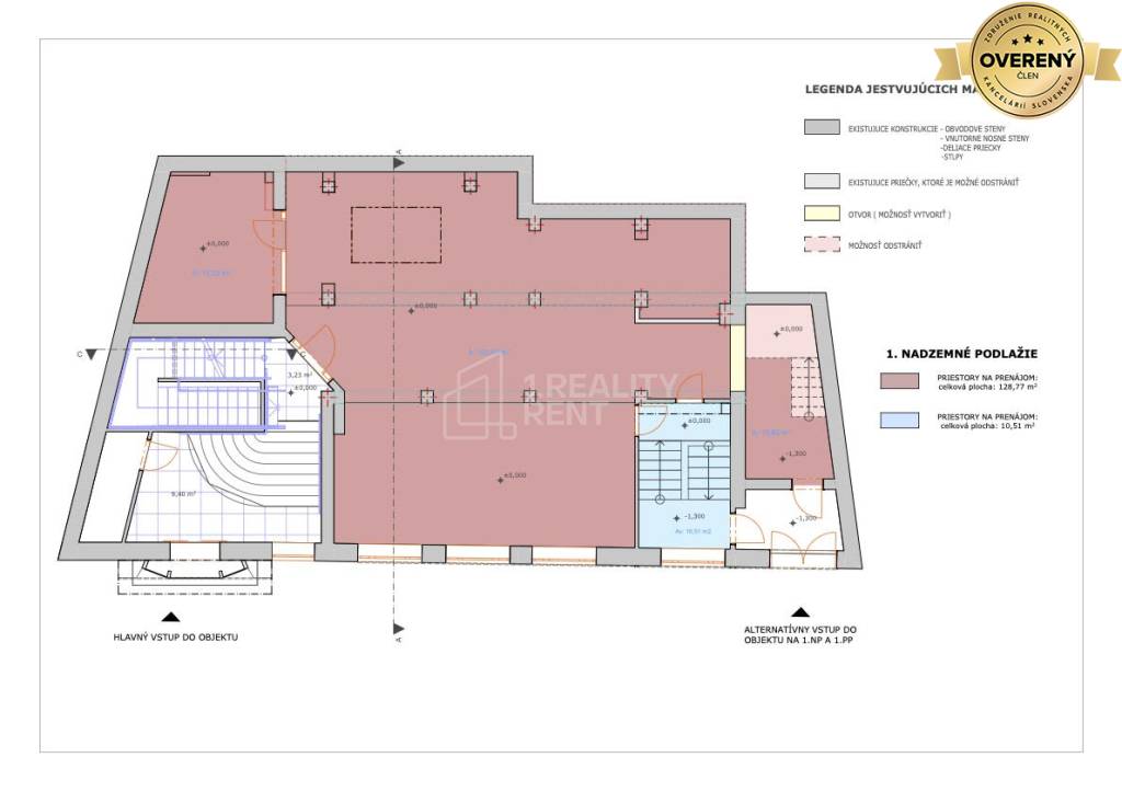 Na prenájom obch. priestory 129 m2 a 279 m2 v centre Žiliny 