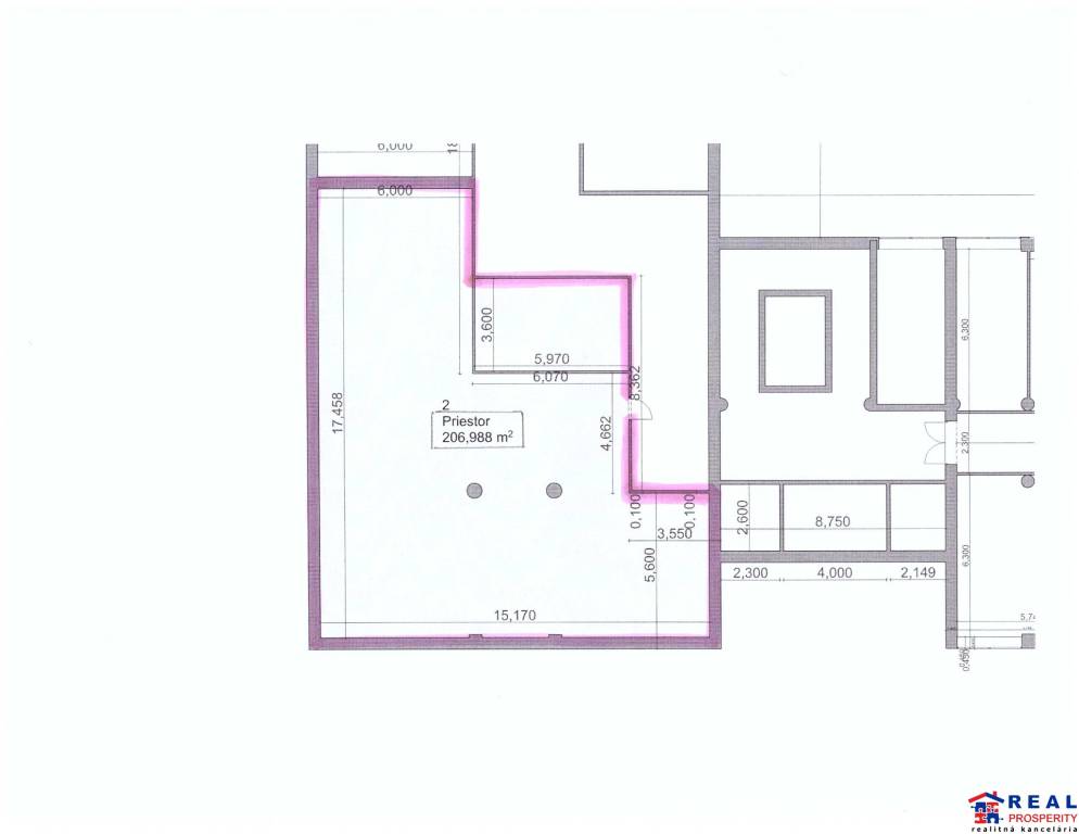 MASARYKOVA: VOĽNÉ nebytové priestory, 207 m2, 3.p., VÝŤAH- PARKOVANIE