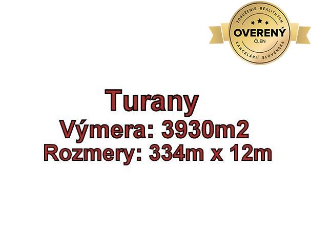 TURANY - pozemok 3930 m2,okr. Martin
