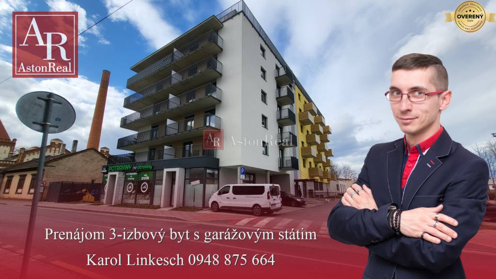 PRENÁJOM- Poprad 3-izbový byt centrum, 2 garáž.státia, balkón,80 m2