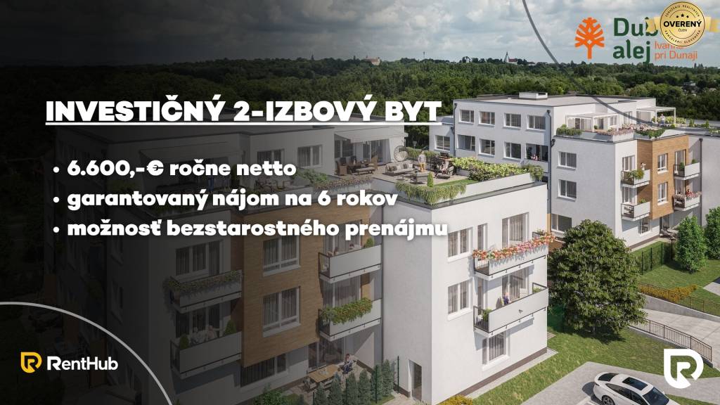 RADO | 2-izbový INVESTIČNÝ BYT | Dubová alej - Ivanka pri Dunaji