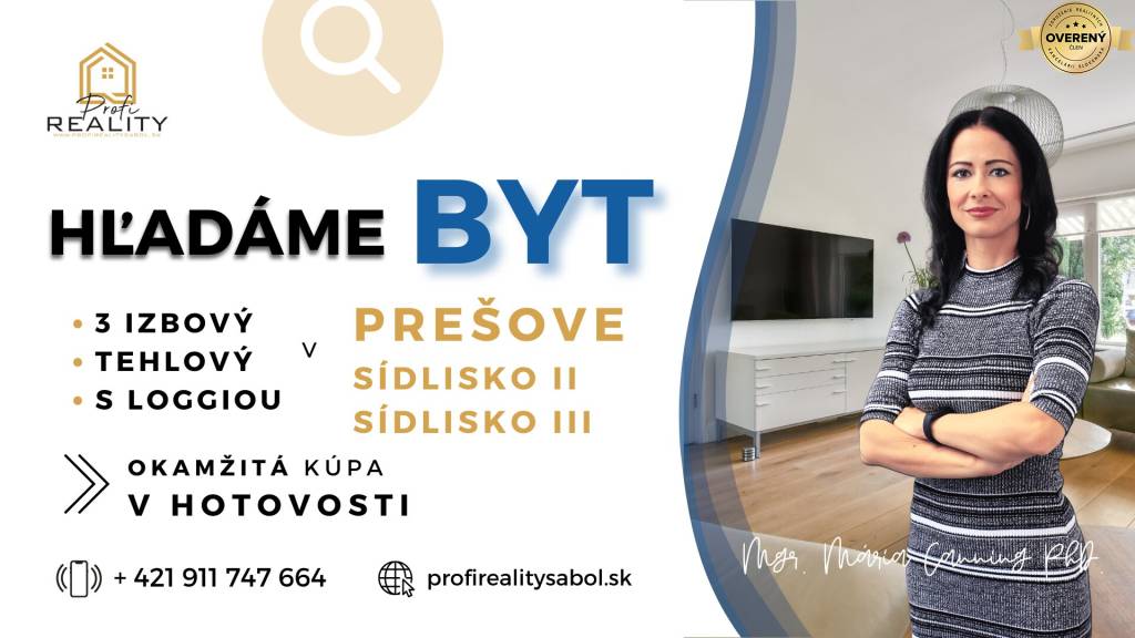 Hľadáme 3-izbový byt v Prešove