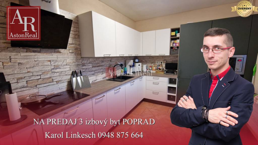 REZERVOVANÉ-PREDAJ 3 IZBOVÝ BYT POPRAD, juh-bl.Slnečnica 80 m2  2 balk