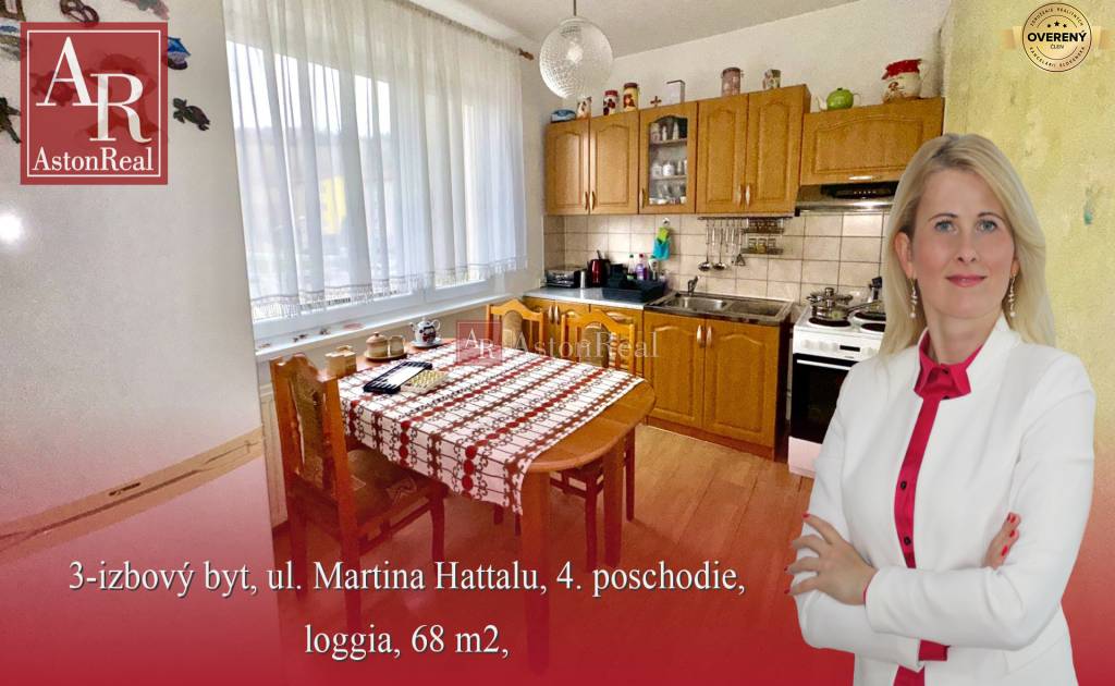 NOVÉ! 3-izbový byt, ul. Martina Hattalu, 68 m2, loggia, 4.p.