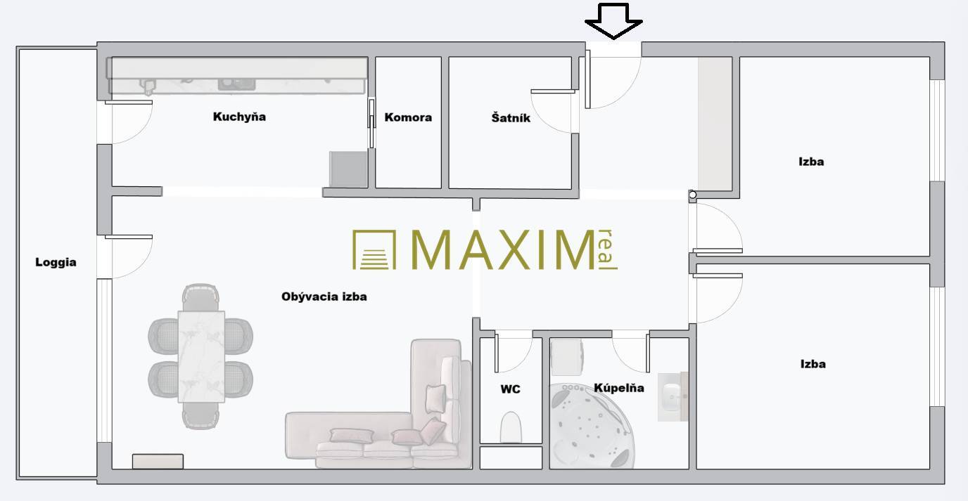 Veľký, slnečný a priestranný 3-izbový byt