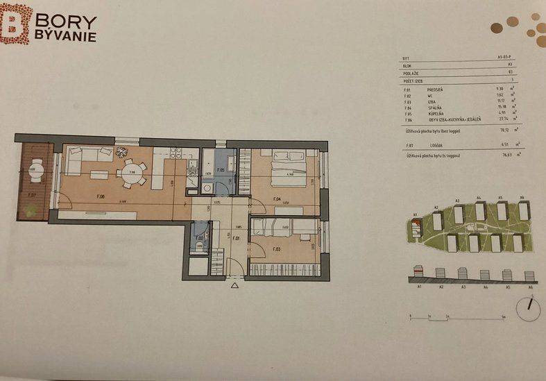 Krásny 3- izb. byt s loggiou a park. státím na ulici Hany Ponickej