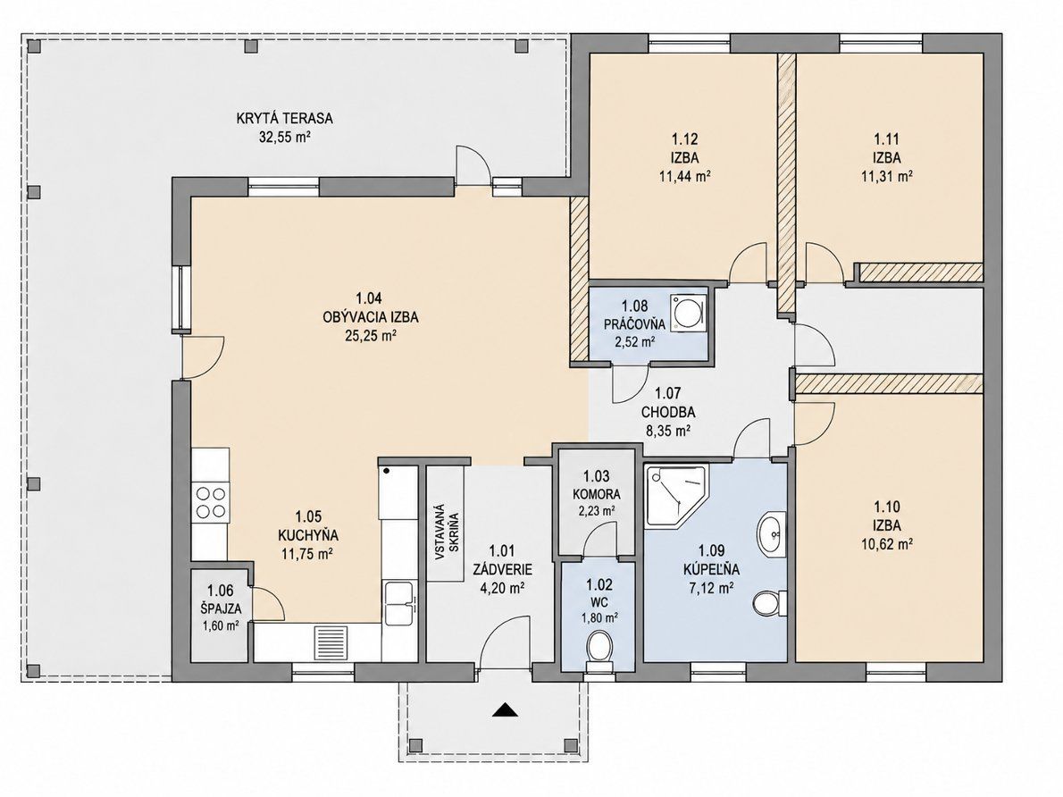 Moderný samostatne stojaci 4-izbový bungalov, Láb okres Malacky
