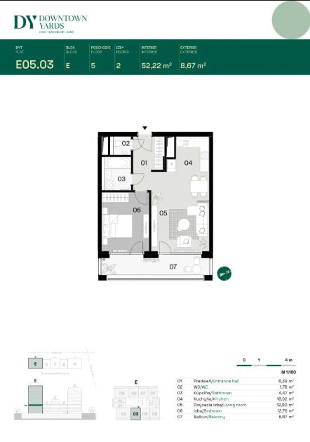 Vo výstavbe – V projekte Downtown Yards 2 izbový byt s garáž. státím